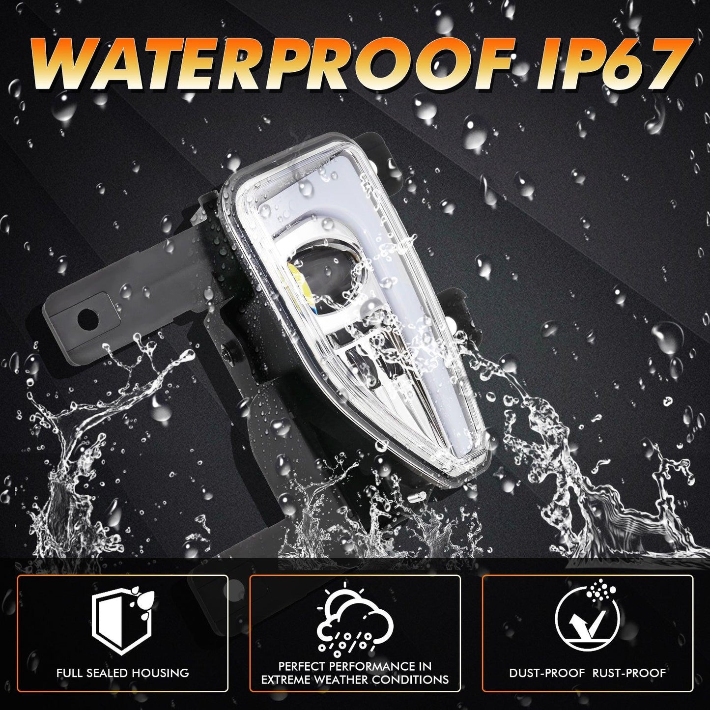 (2pcs/set) 45W DOT Approved LED Fog Lights with DRL for 2016-2018 Chevy Silverado 1500 (Chrome) 