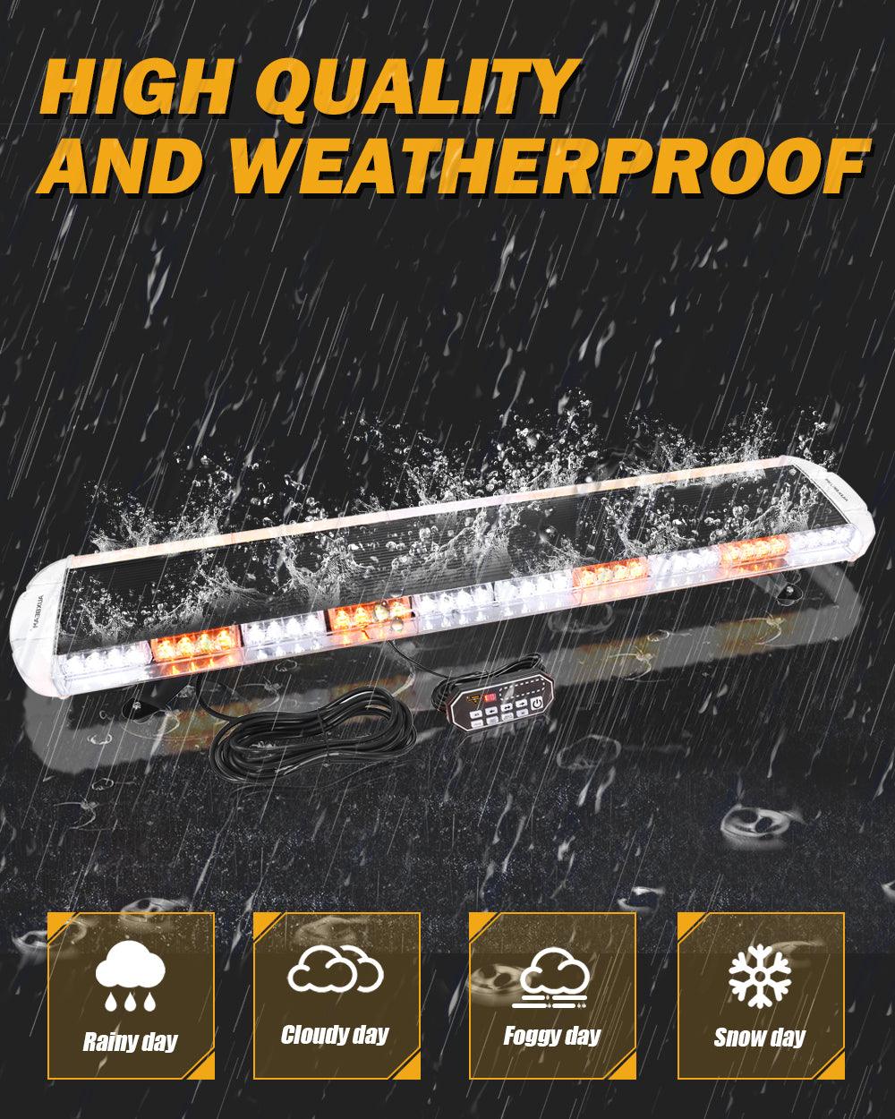 47 Inch Rooftop Strobe Flashing Light Bar with Mounting Brackets 20 Flashing Modes Emergency Safety Warning Caution Beacon Lights