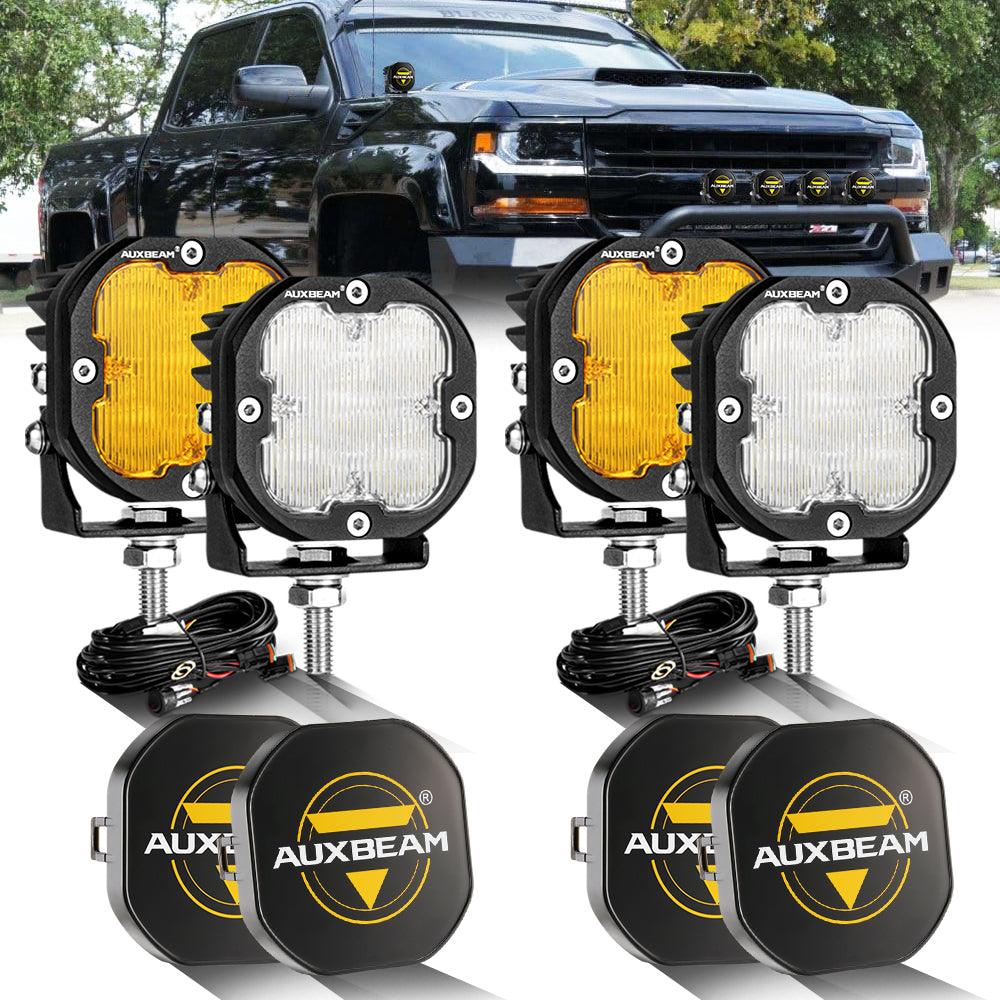 3 Inch 80W 9600LM LED Pods Lights White&Amber for CHEVROLET - Auxbeam  – éclairage LED auto