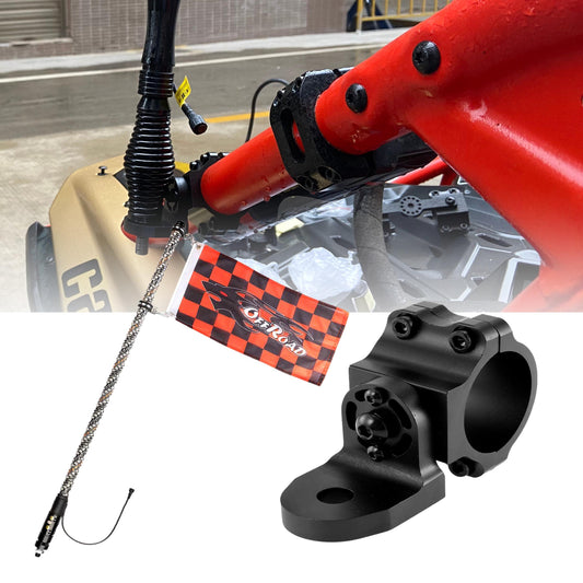 ضوء سوط LED RGB بطول 3 أقدام/4 أقدام مع تحكم بلوتوث وحامل ضوء سارية علم أسود عالمي لجميع المركبات متعددة الاستخدامات ذات قفص التدحرج من 1.75 بوصة إلى 2 بوصة