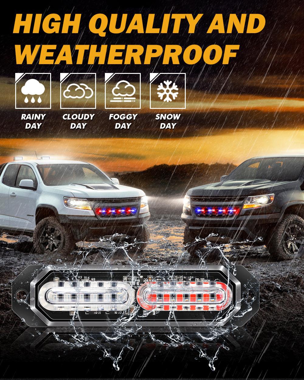 (4 قطع/مجموعة) 12 مصباح LED للطوارئ مثبت على السطح لمصابيح ستروب للشاحنات والمركبات والسيارات الرباعية والشاحنات الصغيرة 
