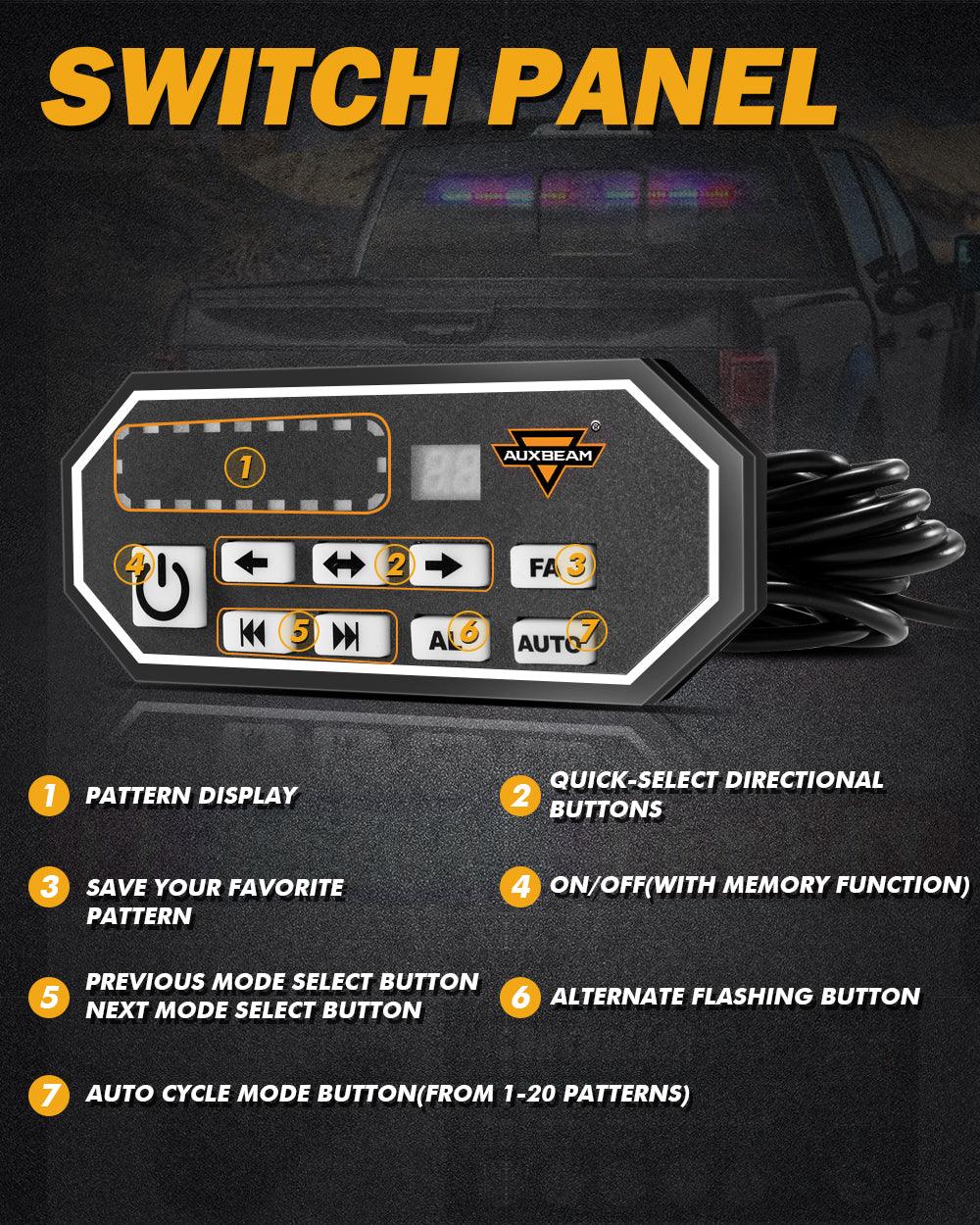 قضبان إضاءة إرشادية لحركة المرور في حالات الطوارئ، مزدوجة LED، مقاس 17 بوصة، 20 نمطًا وامضًا، مع حامل شفط للمركبات والشاحنات والسيارات الرياضية متعددة الاستخدامات والمركبات الرباعية