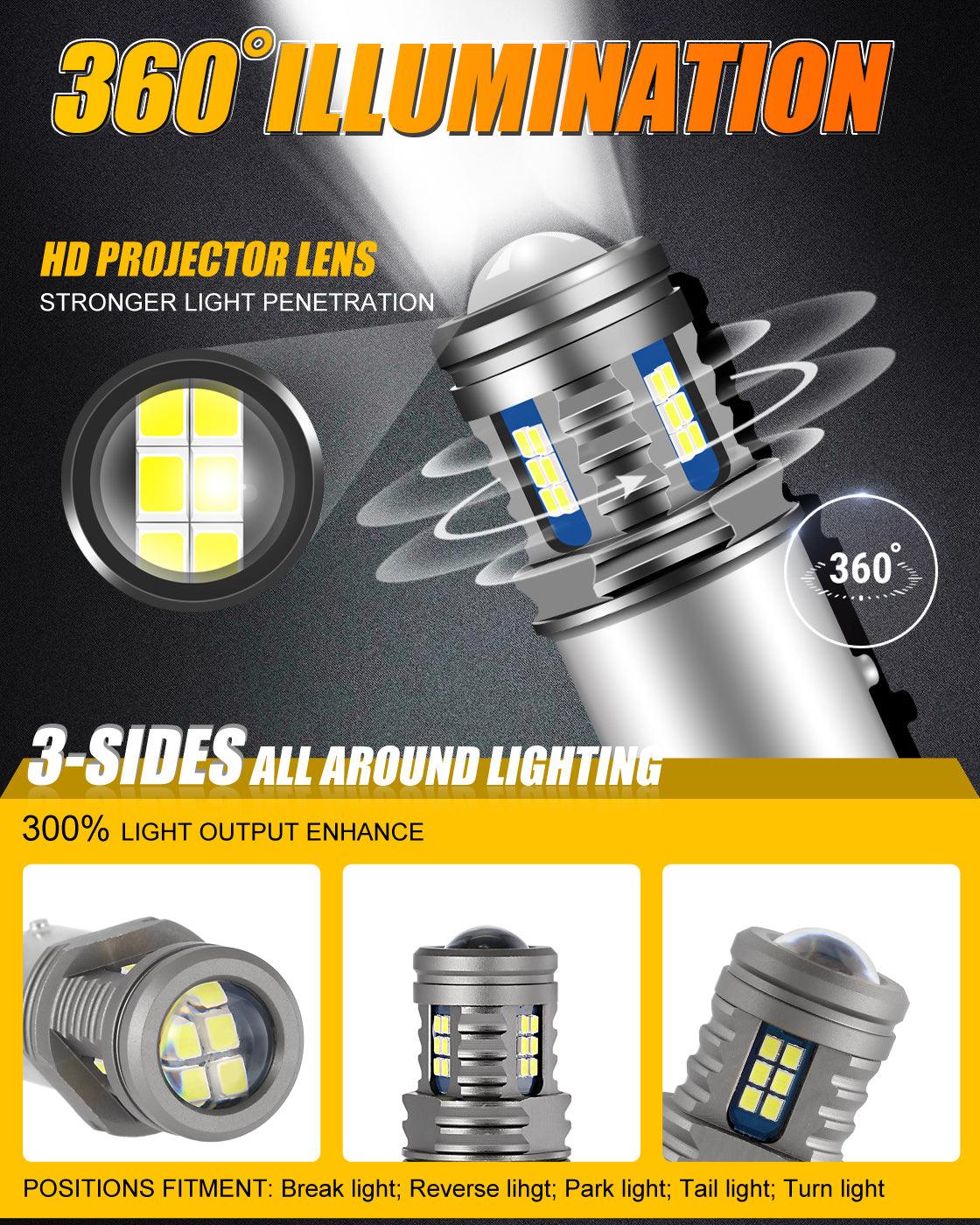 (قطعتان/مجموعة) 1157/BAY15D سلسلة Y2 LED أبيض بارد ثلاثي الجوانب للفرامل/الانعطاف الفردي/الرجوع للخلف/صانع الجانب/الإضاءة النهارية