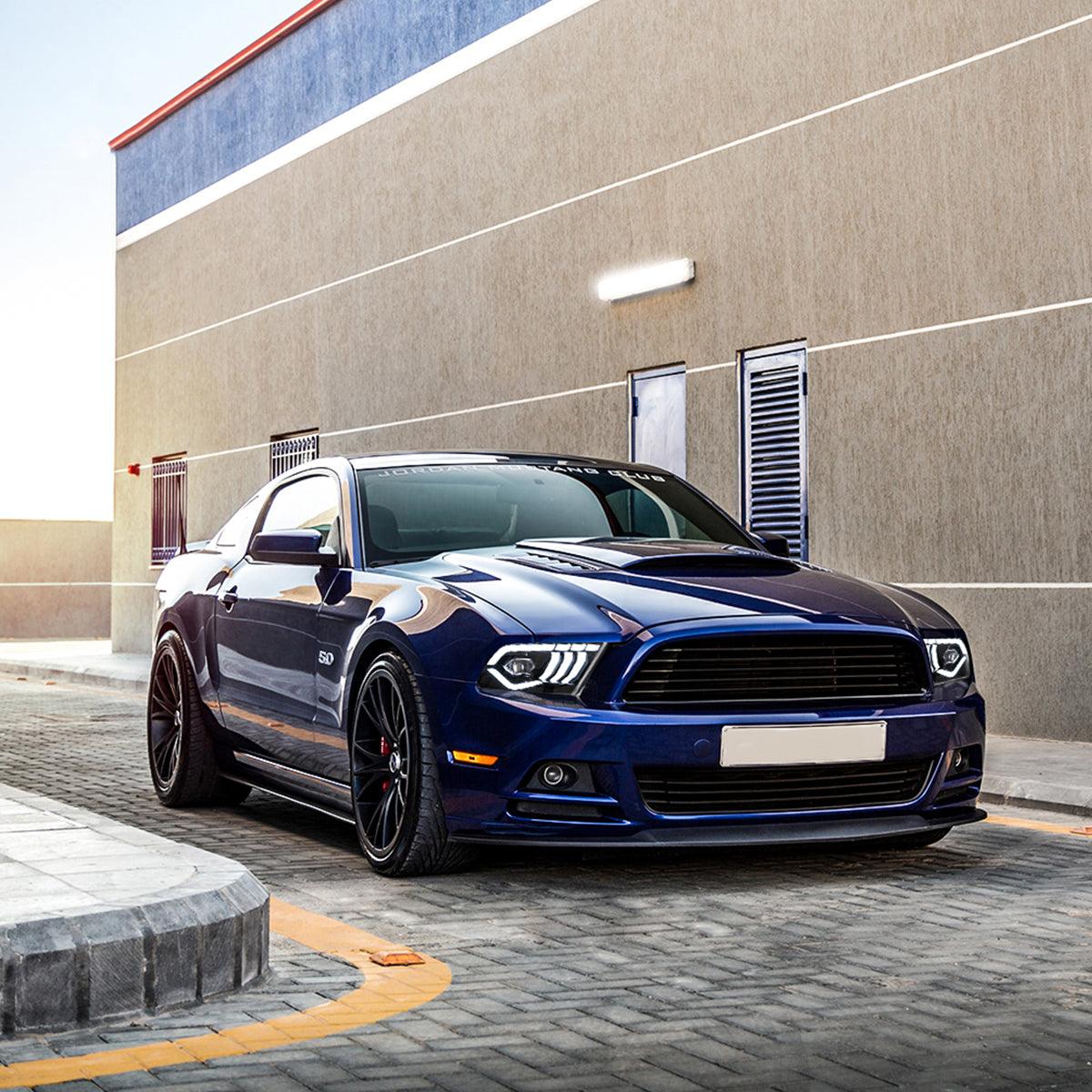 LED Headlight Assembly Dual Beam Projector Black For 2010-2014 Ford Mustang 5th Gen Facelifted