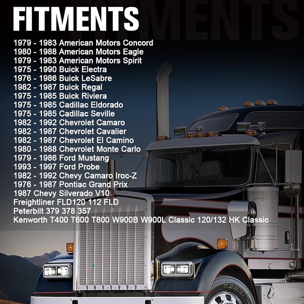 4x6 Inch DOT Sealed Beam LED Headlights with DRL For Peterbilt Kenworth Freightinger Ford Chevrolet