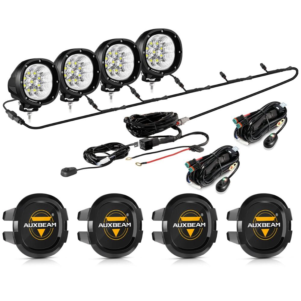 P4 Series | 4 Inch 90W 9000LM Round LED Driving Lights Flood White Pod Lights - Auxbeam  – éclairage LED auto