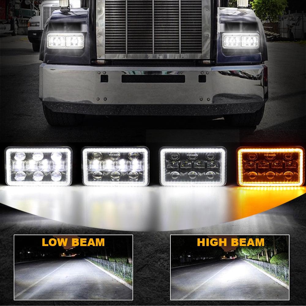 (2PCS/SET) 4x6 inch Sealed Beam LED Headlight with Hi/Low Beam DRL Turn Signal Light
