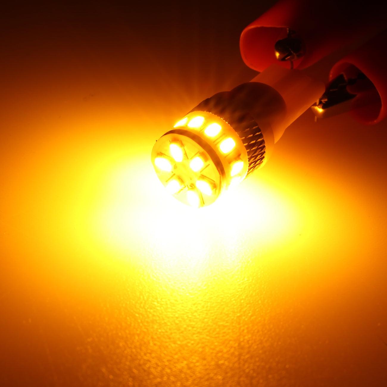 168 2825 W5W T10 LED لمبات لوحة ترخيص/علامة جانبية/إضاءة داخلية، 4 وات، سطوع عالي 300%، خالية من أخطاء CAN-Bus، لون كهرماني 3500 كلفن | 2 لمبة