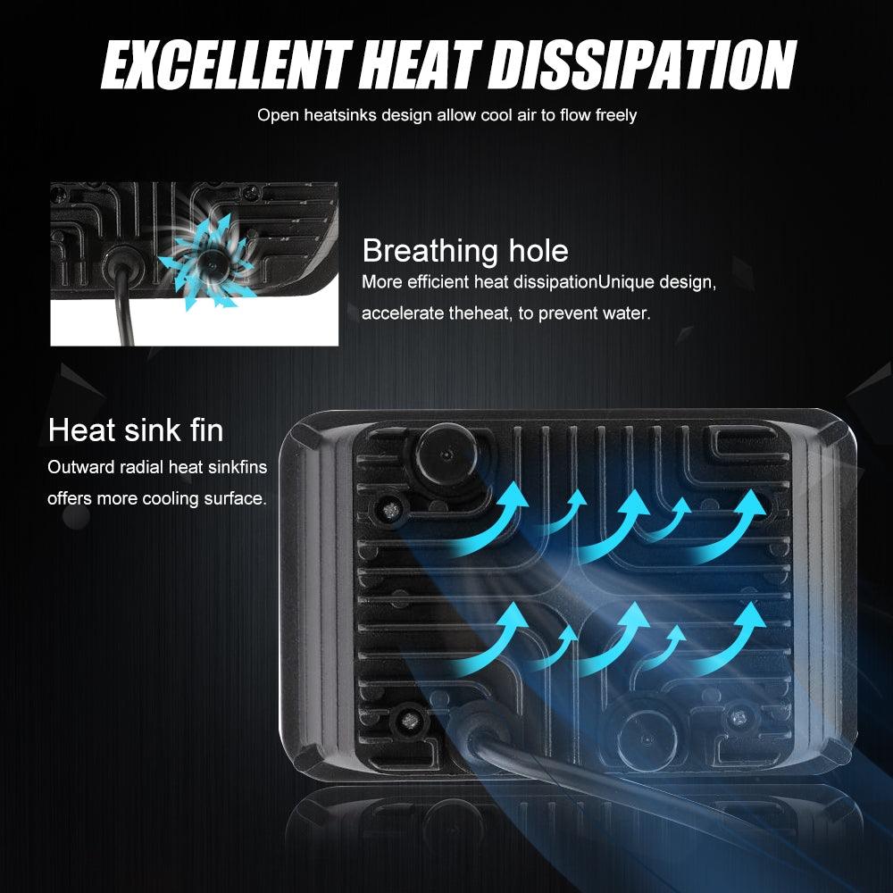 (2PCS/SET) 4x6" Sealed Beam LED Headlight with Hi-Lo Beam &amp; DRL Amber Turn Signal Light