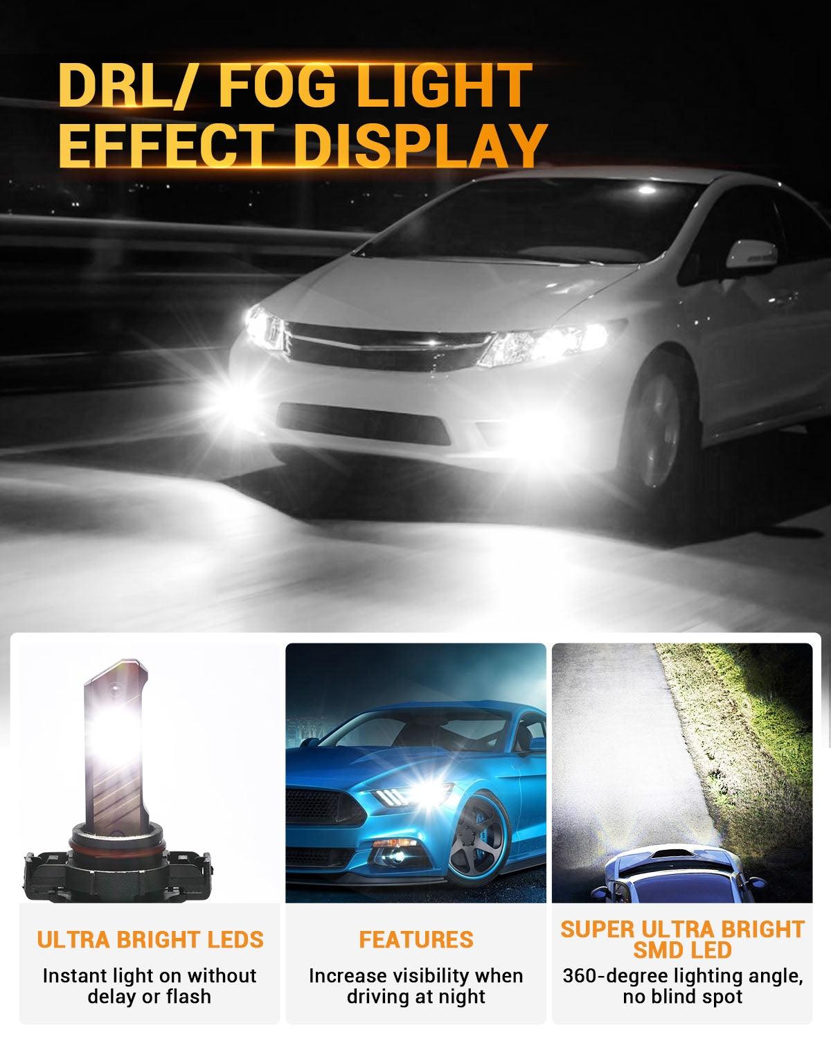 For 2008-2009 Ford Mustang Shelby GT500KR 5202 LED Fog Light/DRL Bulbs - Auxbeam  – éclairage LED auto