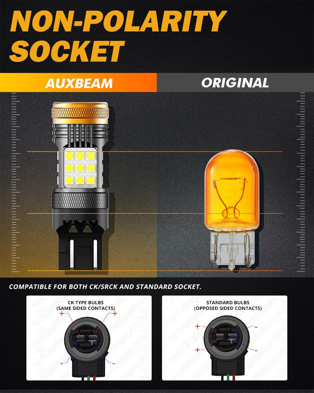 T20 7443 7440 LED Backup Reverse/Turn Signal/Brake Tail Light Bulbs 56W 600% High Brightness CAN-Bus Error Free 6500K White B21 Series | 2 bulbs 