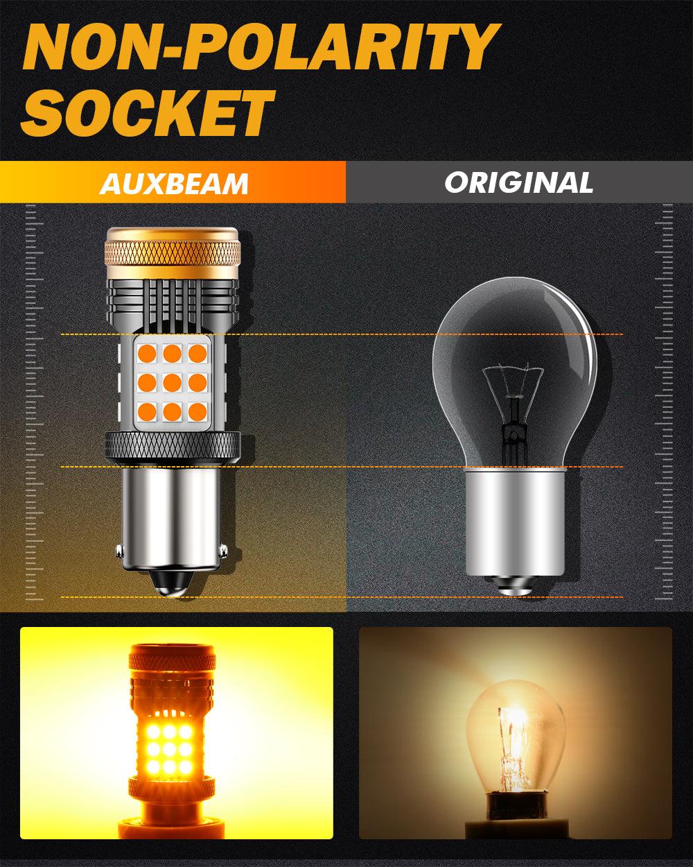 1156 BA15S LED Turn Signal Light Rear/Front, Side Maker Light Bulbs 56W 600% High Brightness CAN-Bus Error Free 3000K Amber B21 Series |2 Bulbs 