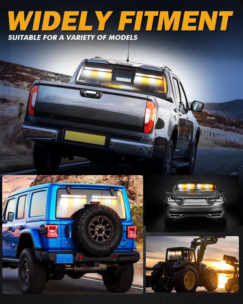 17" Dual LED Directional Emergency Traffic Advisor Light Bars 20 Flashing Patterns with Suction Cup Mount for Vehicles Trucks SUV ATV Car