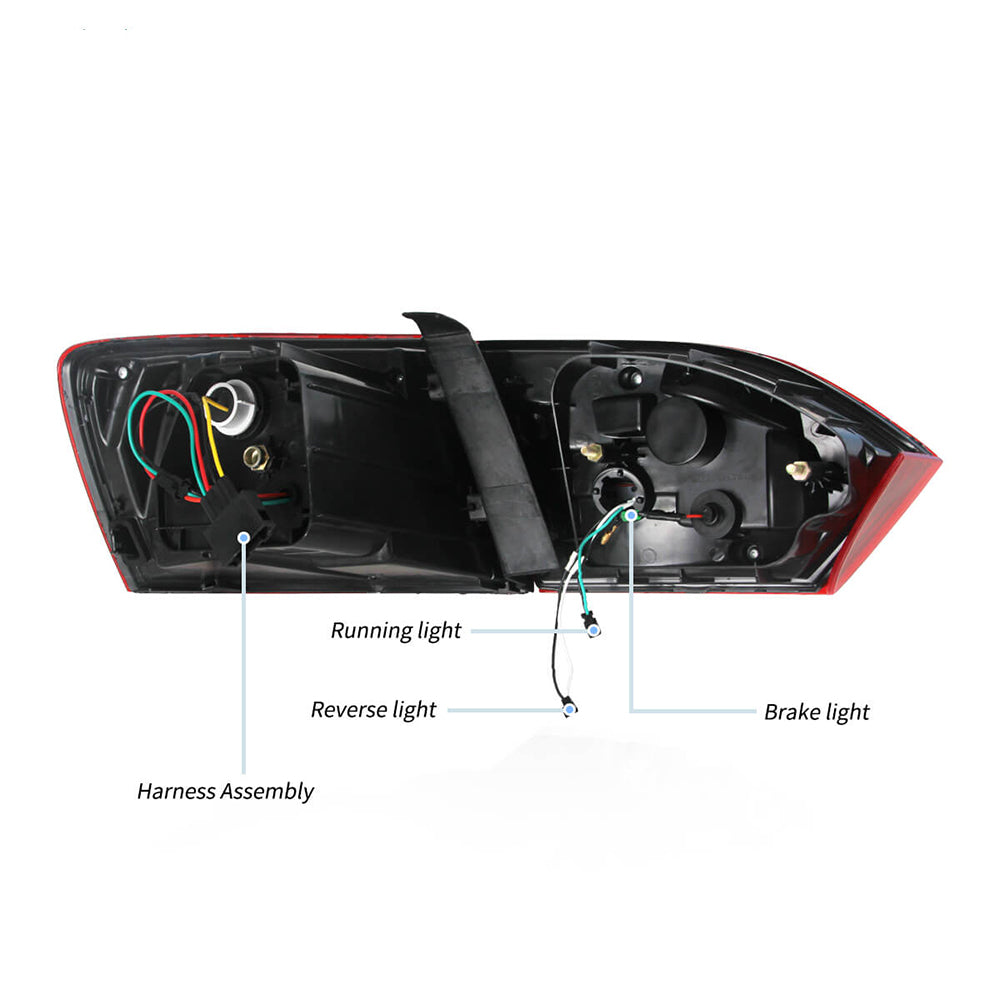 مجموعة مصابيح خلفية LED مع إشارة انعطاف تسلسلية LED كاملة لسيارة فولكس فاجن جيتا/ساجيتار الجيل السادس (A6) موديلات 2011-2014