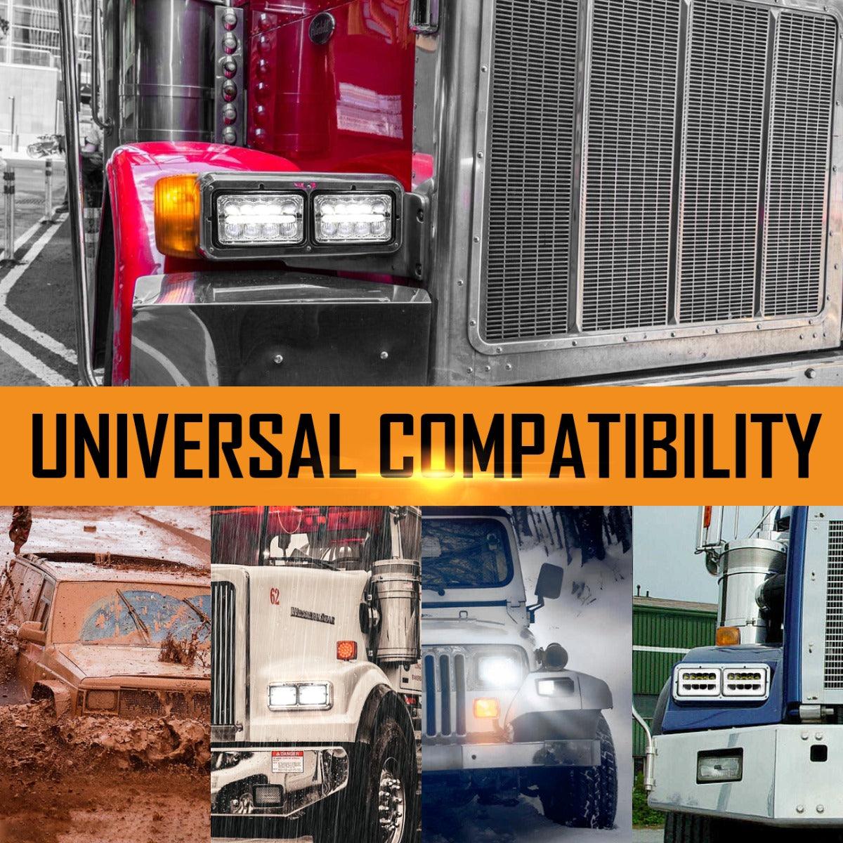 (4pcs/set) 4x6 Led Headlights Sealed Beam Headlights with DRL High Low Beam Replacement H4651 H4652 H4656 H4666 H6545 for Chevy GMC Trucks