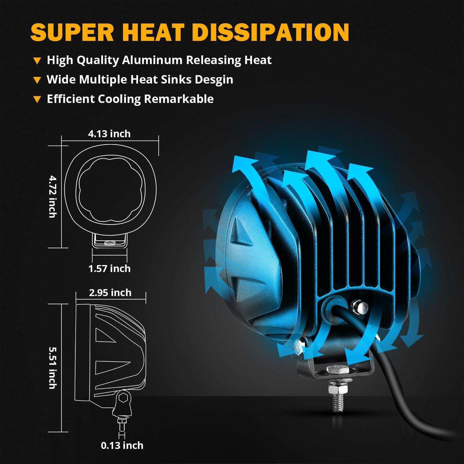 4 Inch 90W Round LED Driving Lights Spot Yellow with A-Pillar Mounting Bracket For Ford Bronco 2/4 Door 2021 2022 - Auxbeam  – éclairage LED auto