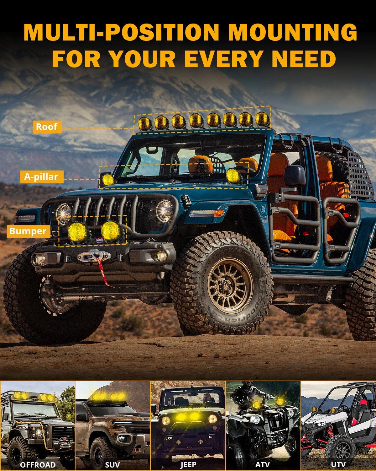 V-ULTRA Series 6/8 Pcs 5 Inch 172W LED Side Shooter Amber DRL with Power Harness - Auxbeam  – éclairage LED auto