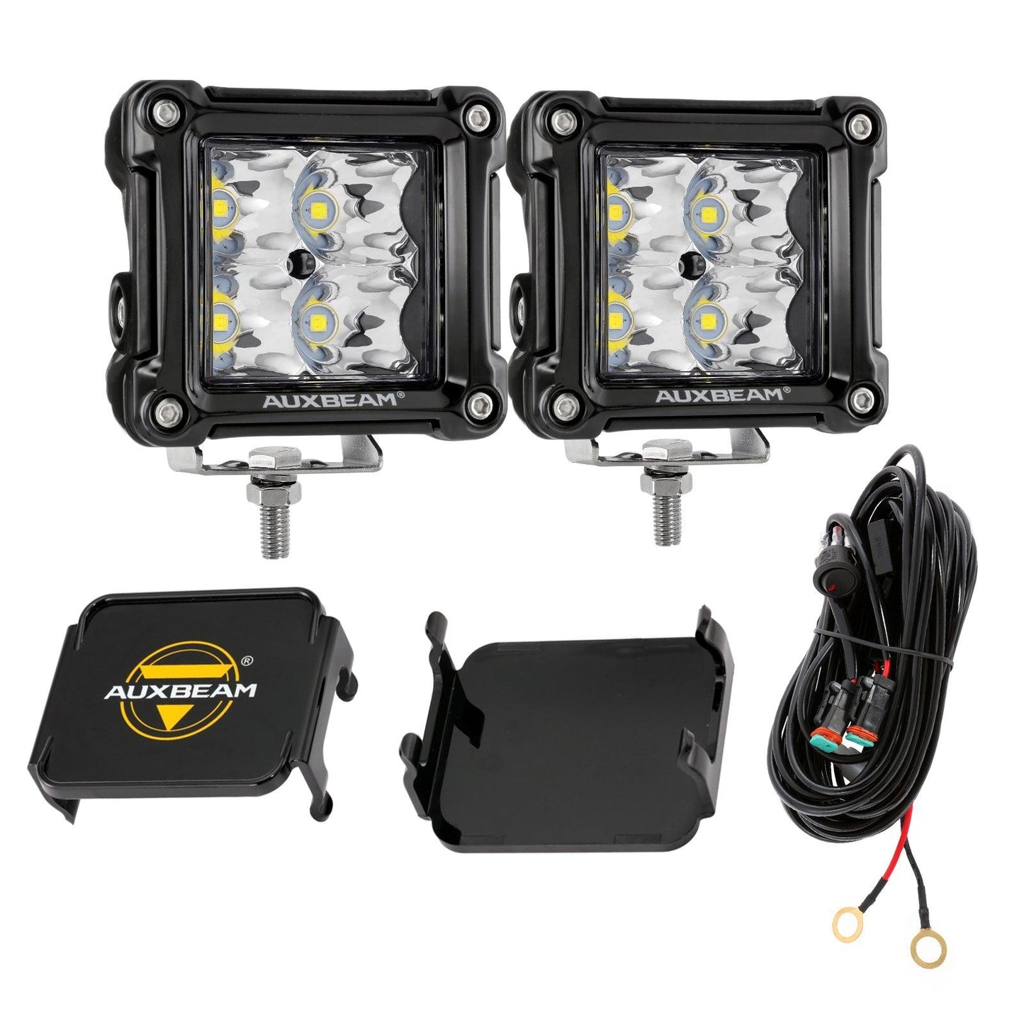3" 40W LED Pods Light Spot/Flood Multicolor frame with wiring harness for JEEP - Auxbeam  – éclairage LED auto