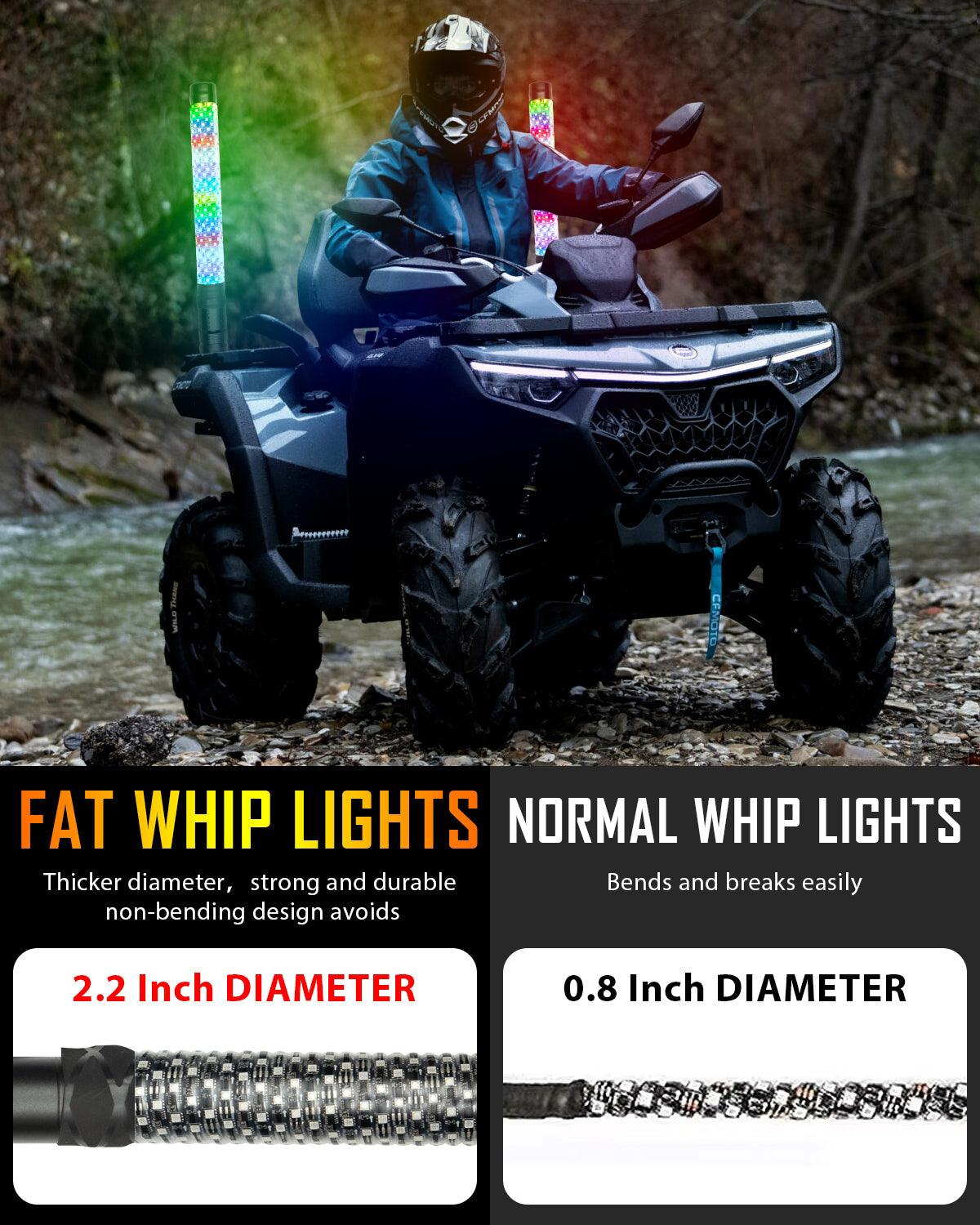New 1.9FT LED RGB Whip Lights with Turn Signal & Brake Light, Bluetooth APP/ Remote Control