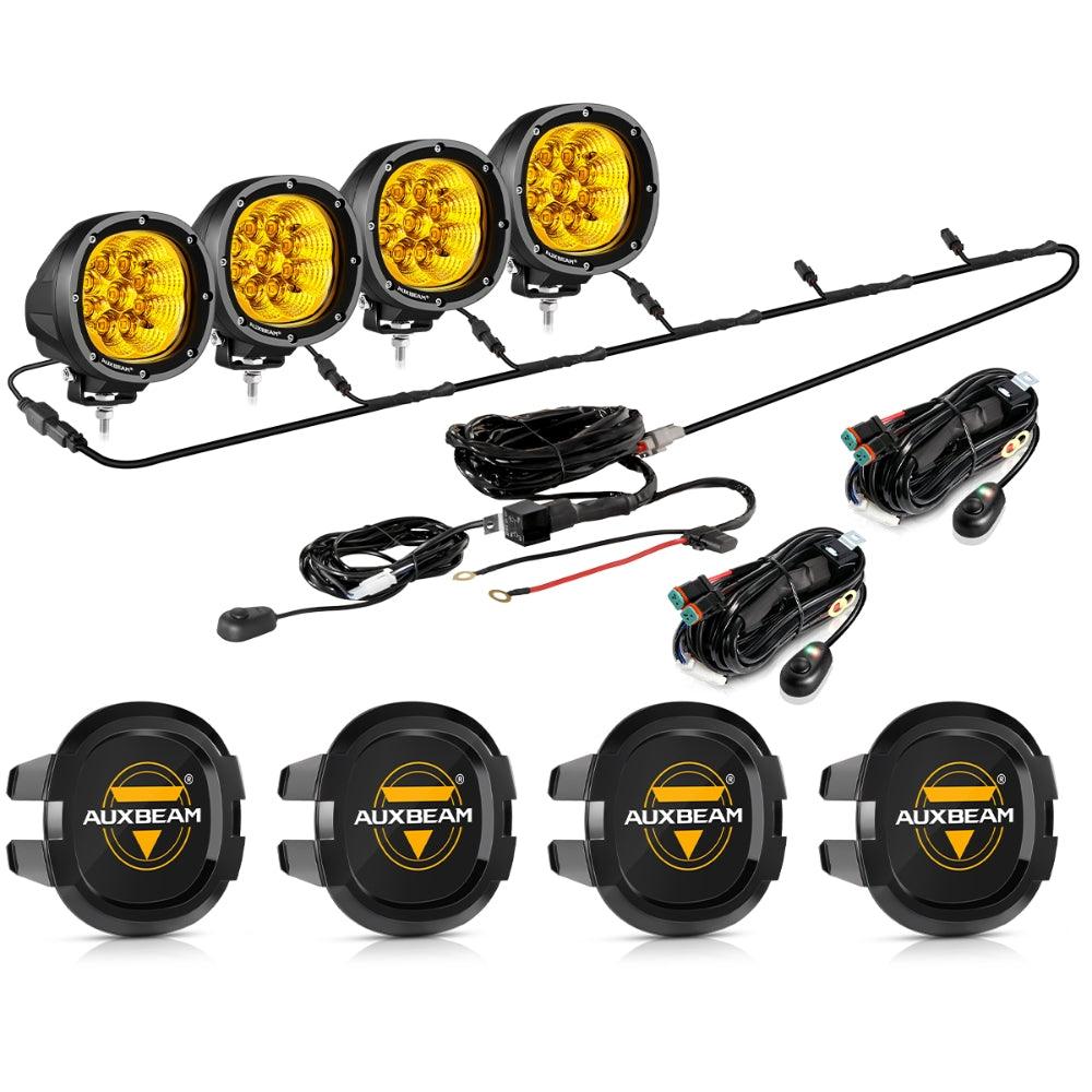 P4 Series | 4 Inch 90W 9000LM Round LED Driving Lights Flood Amber Pod Lights - Auxbeam  – éclairage LED auto