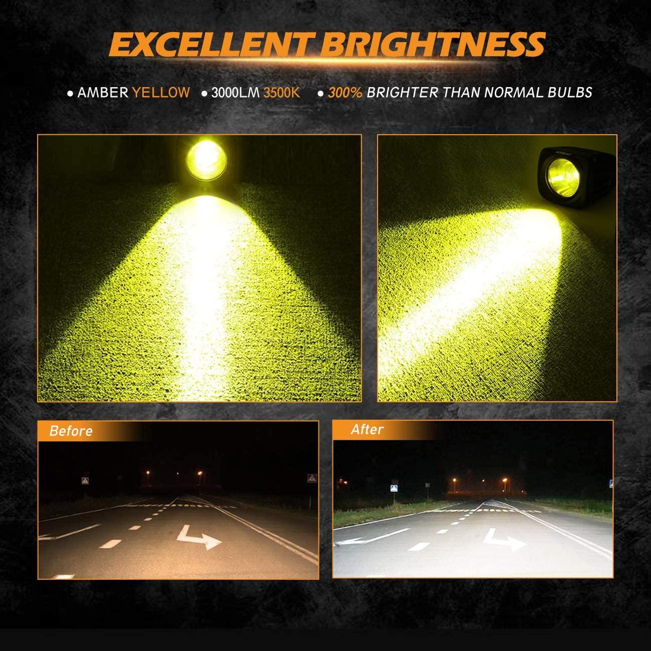 3.5 Inch 50W Round/Square LED Driving Lights Combo White/Yellow with wiring harness for 2000 FORD F250 - Auxbeam  – éclairage LED auto