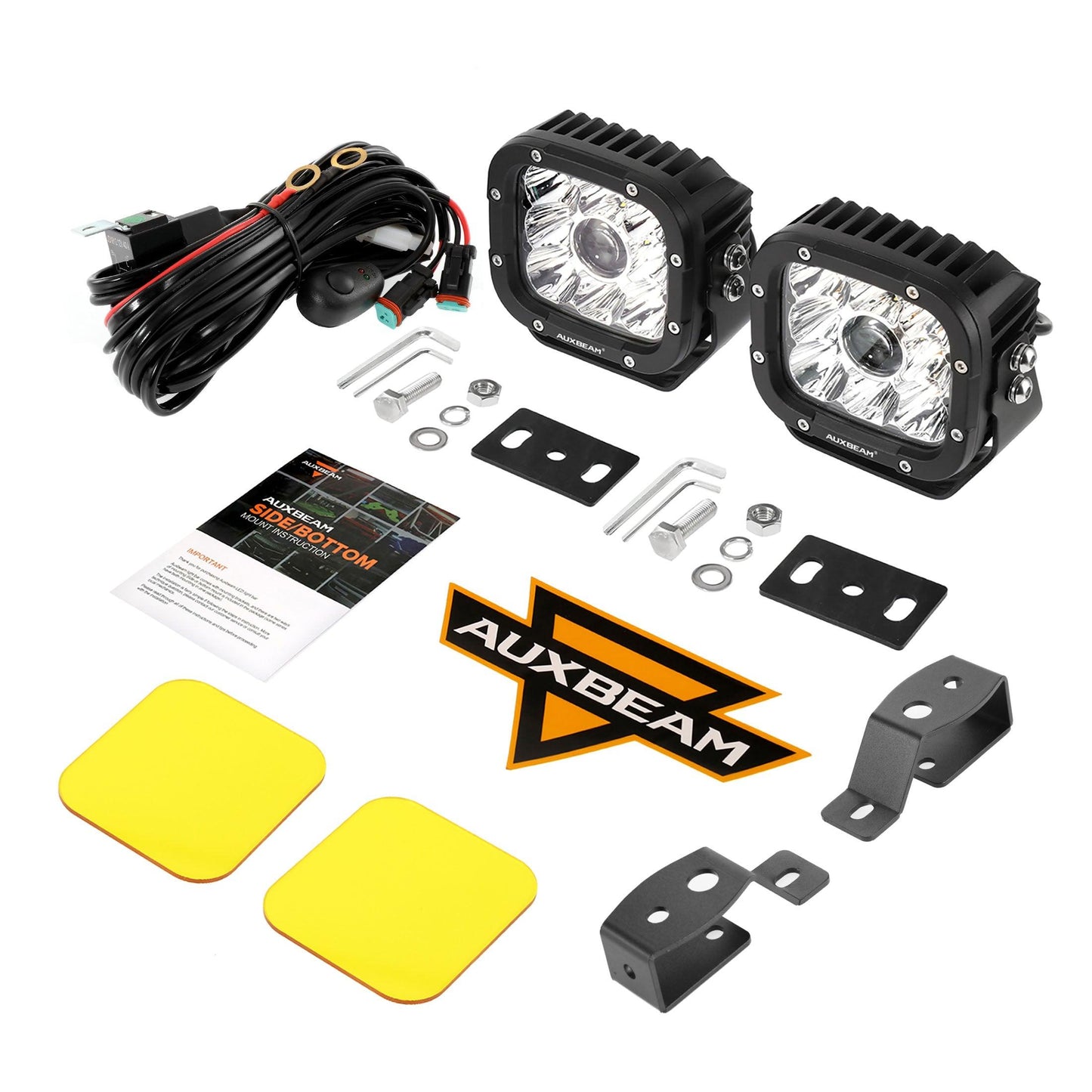 مصابيح قيادة LED بيضاء/كهرمانية 5 بوصات 110 وات مع حامل تثبيت على العمود A لسيارة فورد برونكو 2/4 أبواب 2021 2022