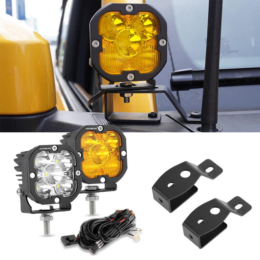 3 Inch 80W 9600LM LED Pods Lights White&Yellow with A-Pillar Mounting Bracket For Ford Bronco 2/4 Door 2021 2022 - Auxbeam  – éclairage LED auto