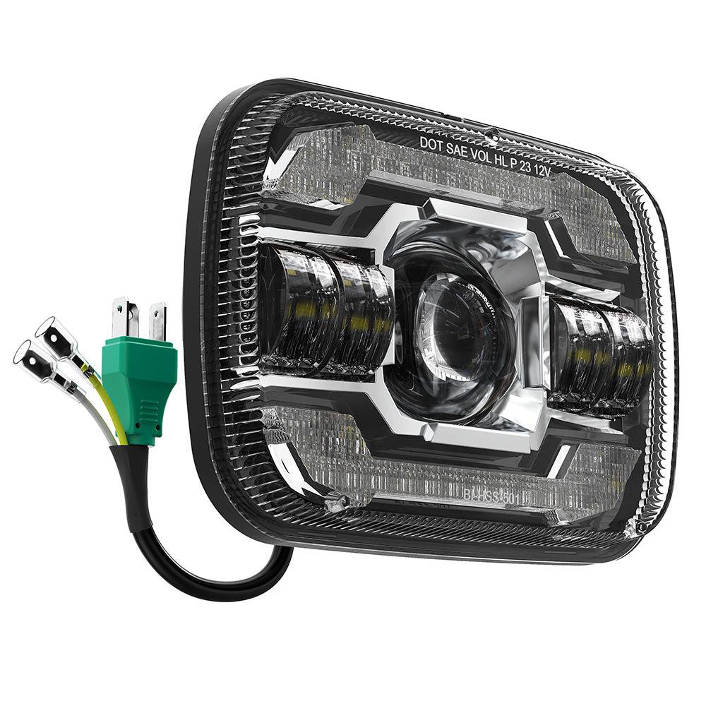 Starlight Flow Series 7x6 Inch Sealed Beam LED Headlights with Hi-Lo Beam &amp; Amber Turn Signal White DRL for JEEP, Trucks, GMC, Chevrolet