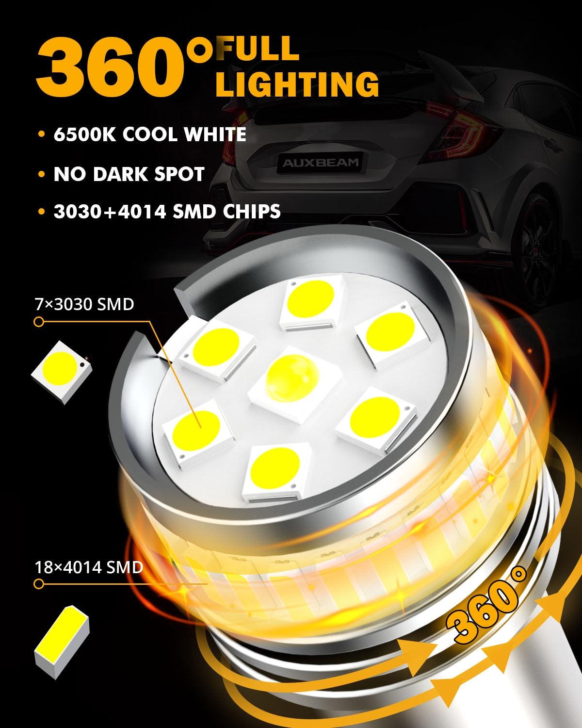 1157 BAY15D LED Backup Reverse/Turn Signal/Brake Tail Light Bulbs 11W 4000LM 6500K White B1 Series | 2 Bulbs