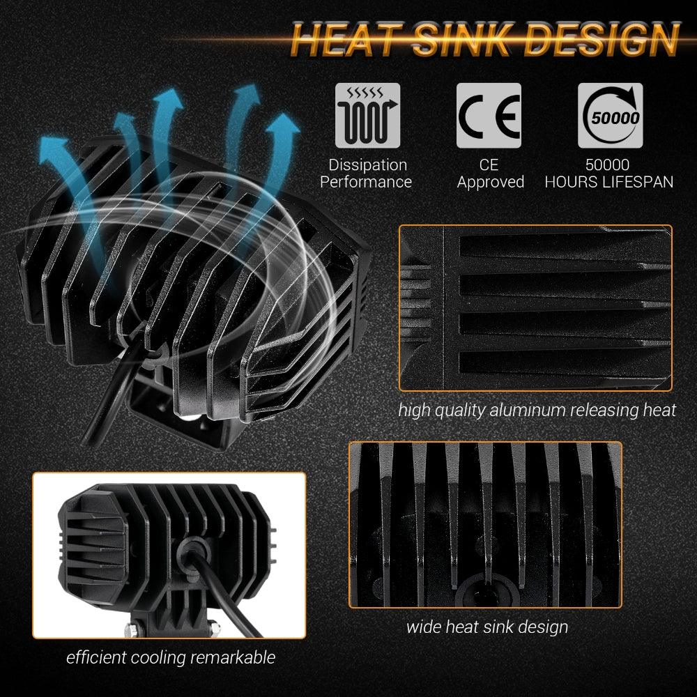 مصابيح LED 4 بوصات 30 وات بعدسة مموجة مع حامل تثبيت على شكل عمود لسيارة فورد برونكو 2/4 أبواب 2021 2022