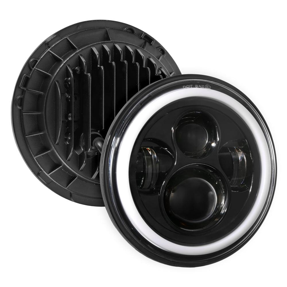 Upgraded 7 Inch Round LED Headlight with RGB Halo Ring for Jeep Wrangler JK TJ LJ 