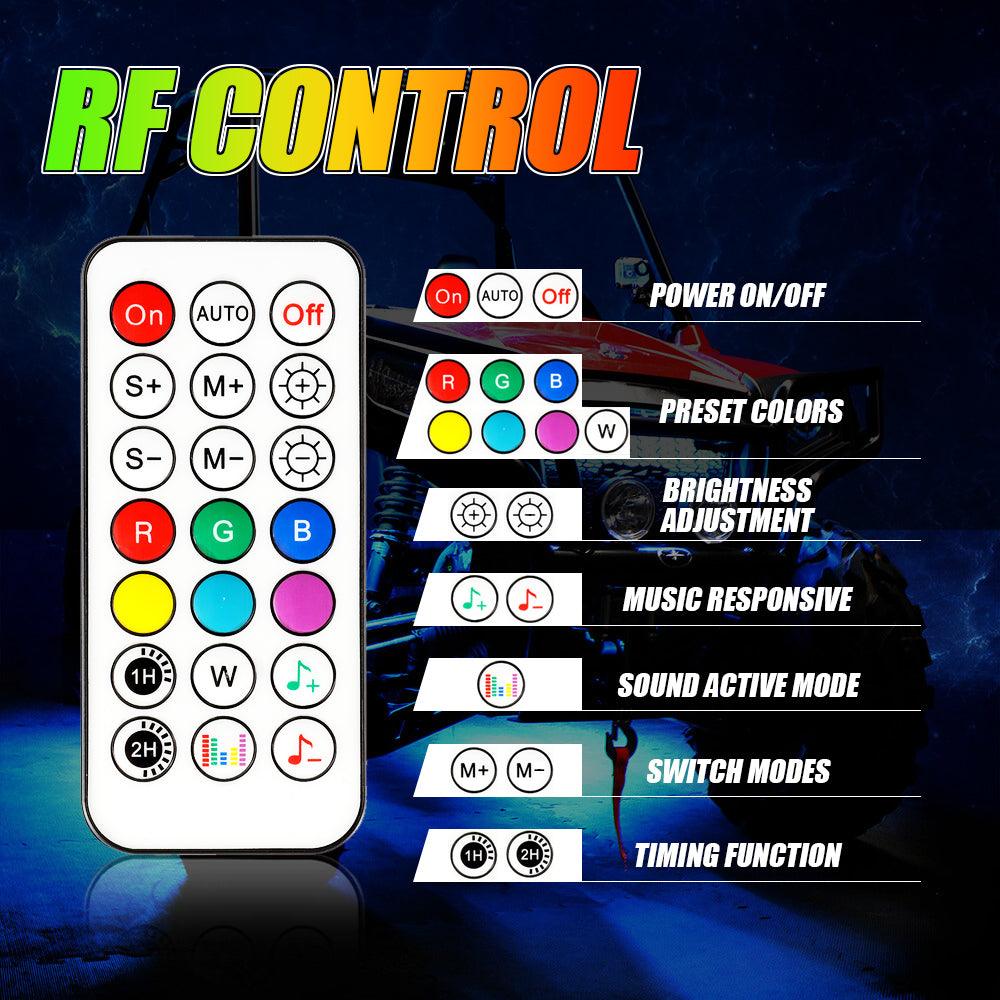Magic Dream Color RGB Underglow Lights LED Strip Lights Kit with Bluetooth APP & Wireless Remote Control with Brake Light Function for ATV UTV