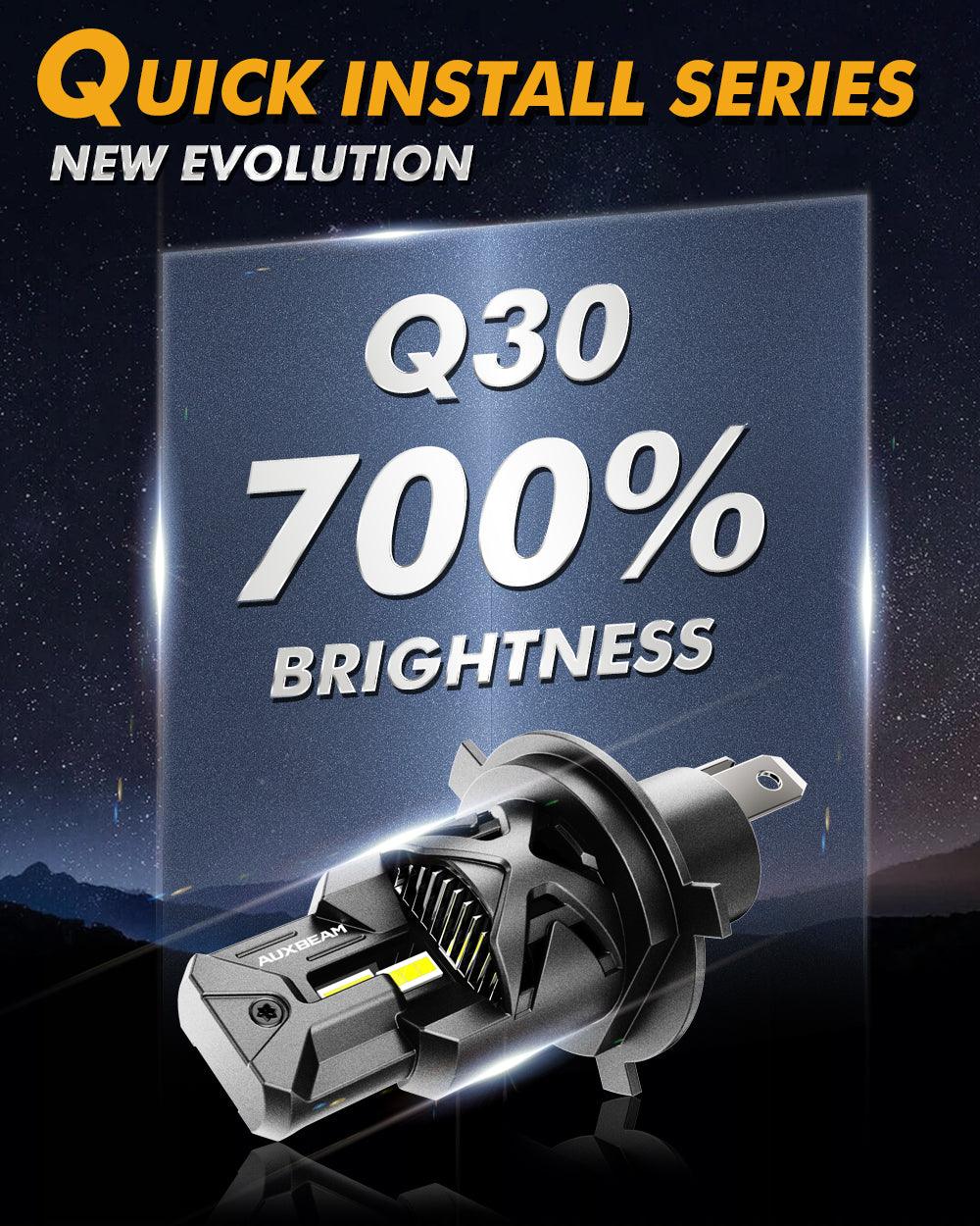 H4/9003 LED Headlight Bulbs Q30 Series Brightest Wireless 110W 24000LM 6500K Cool White | 2 Bulbs - Auxbeam  – éclairage LED auto