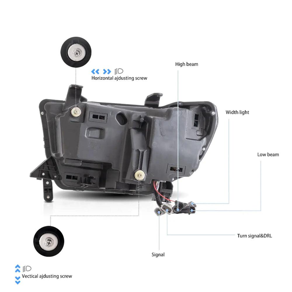 LED Headlight Assembly Matrix Projector Black For 2007-2013 Toyota Tundra 2th Gen (XK50) &amp; 2008-2021 Toyota Sequoia SR5 2th Gen (XK60)