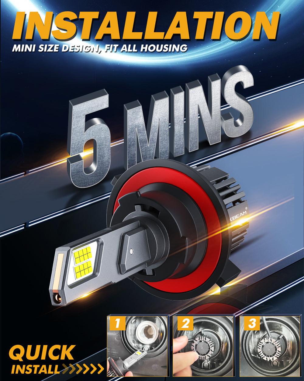 H13/9008 LED Headlight Bulbs 90W 20000LM F15 Series 20% Smaller Size 6500K Cool White | 2 Bulbs - Auxbeam  – éclairage LED auto