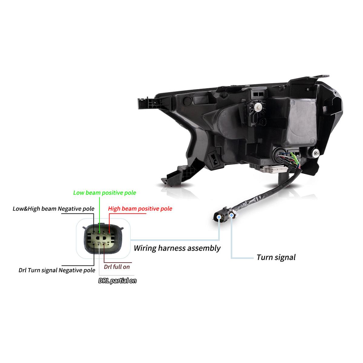 LED Headlight Assembly Matrix Projector Black For 2015-2021 Ford Ranger 3th Gen P375 [Inrternational Types] Facelift