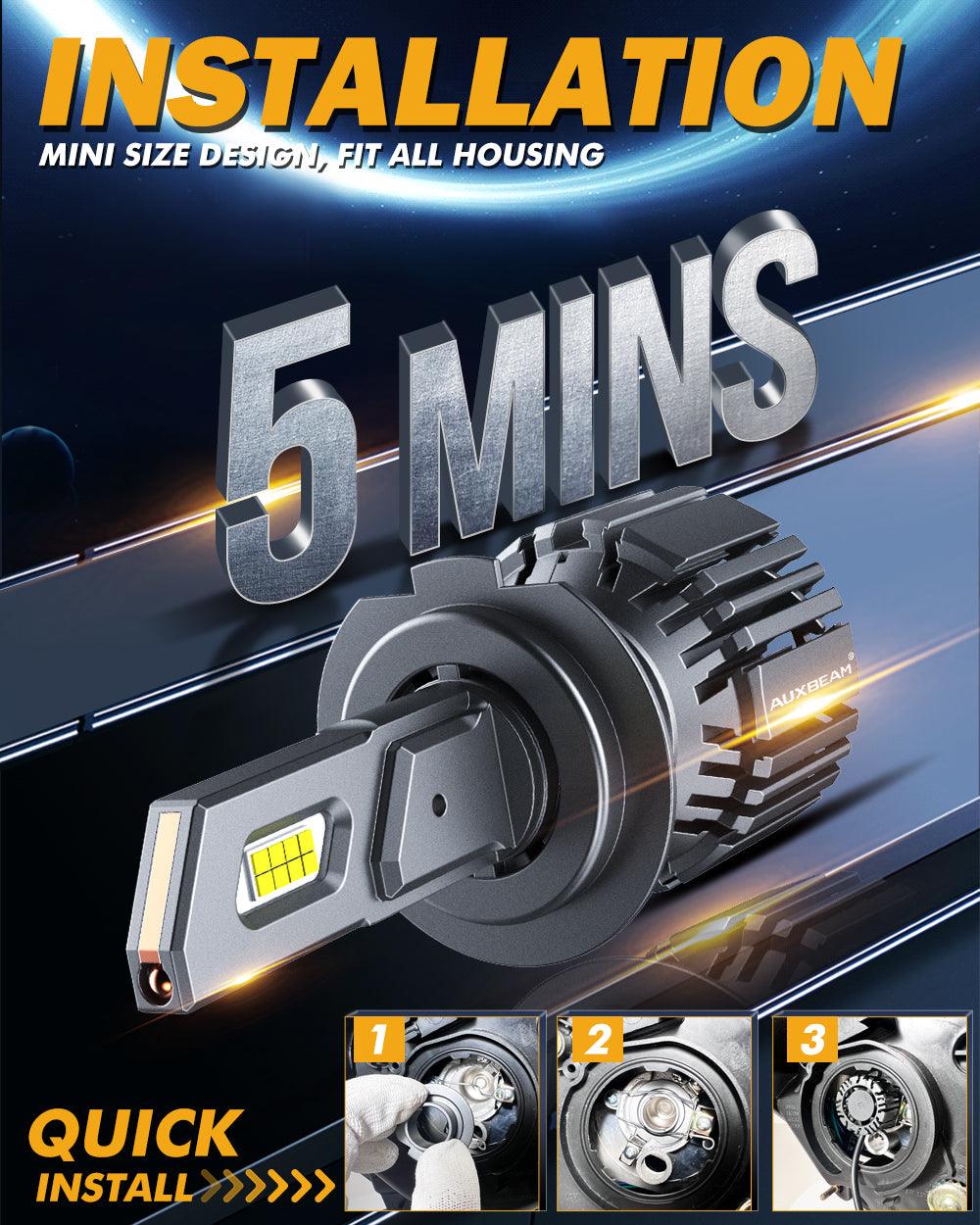 H7 LED Headlight Bulbs 90W 20000LM F15 Series 20% Smaller Size 6500K Cool White | 2 Bulbs - Auxbeam  – éclairage LED auto