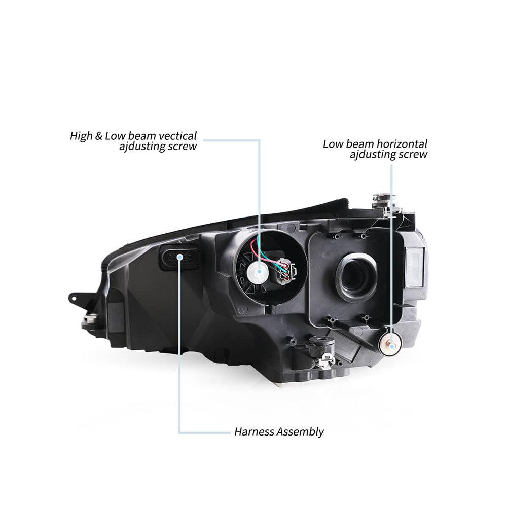 مجموعة مصابيح أمامية LED ثنائية الشعاع سوداء اللون لسيارة فولكس فاجن جولف هاتشباك الجيل السابع (Mk7، النوع 5G) موديلات 2014-2017