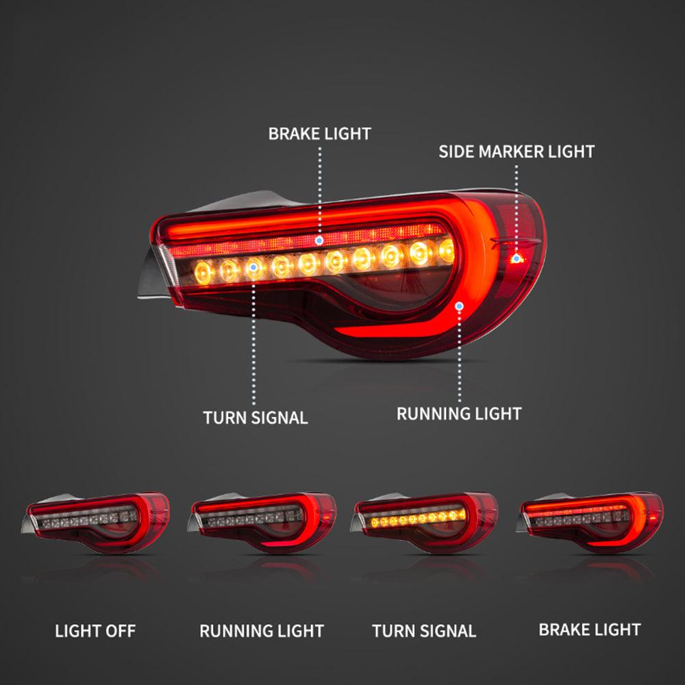 مجموعة مصابيح خلفية LED مع مؤشرات انعطاف متسلسلة لسيارة تويوتا 86 GT86 موديلات 2012-2020، وسوبارو BRZ موديلات 2013-2020، وسكيون FR-S موديلات 2013-2020