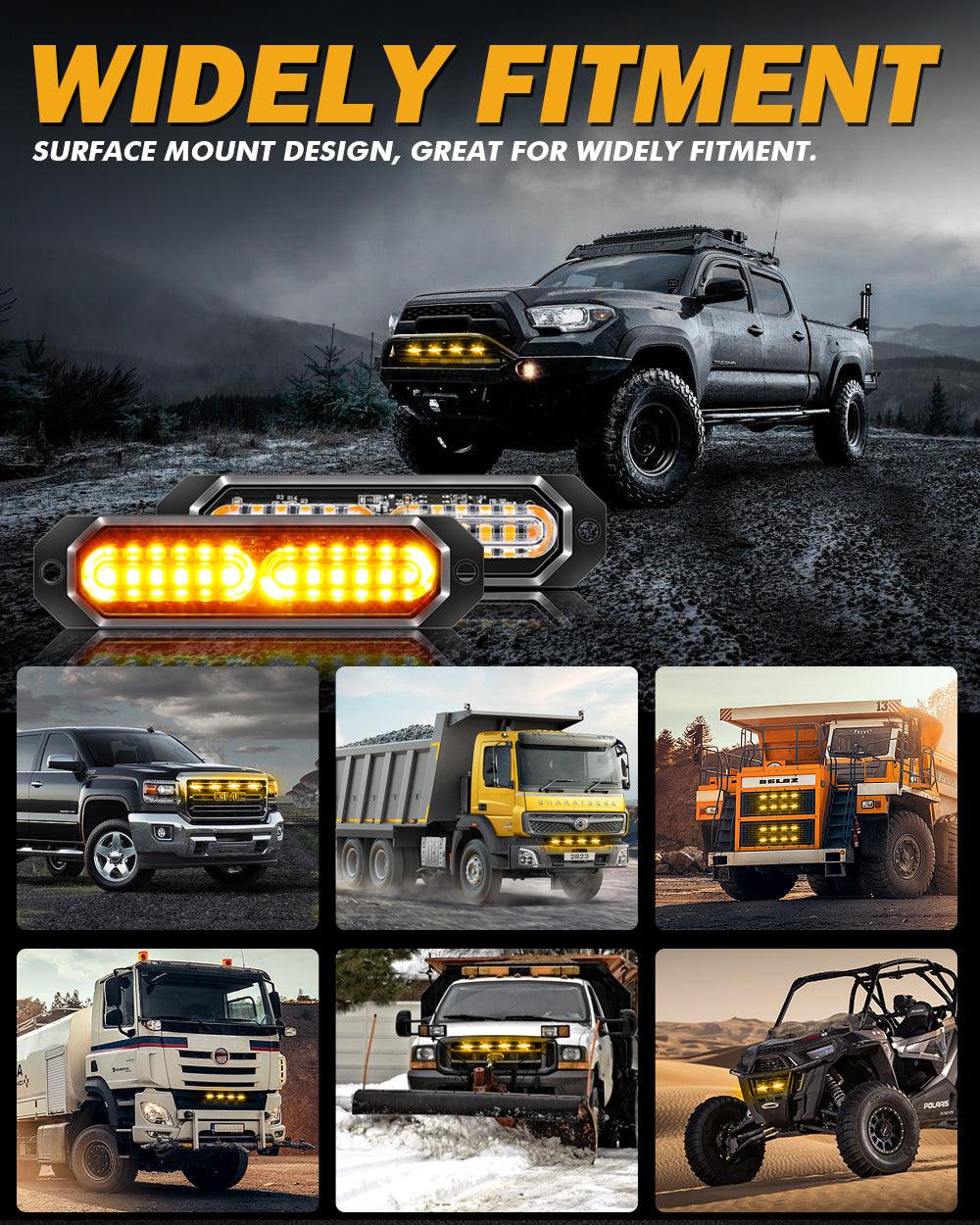 (4 قطع/مجموعة) 12 مصباح LED للطوارئ مثبت على السطح لمصابيح ستروب للشاحنات والمركبات والسيارات الرباعية والشاحنات الصغيرة 