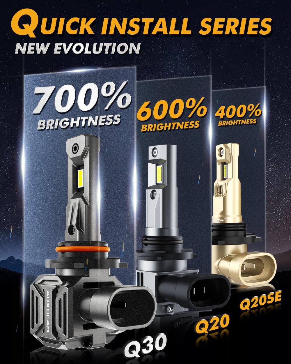 9006/HB4 LED Headlight Bulbs Q30 Series Brightest Wireless 110W 24000LM 6500K Cool White | 2 Bulbs - Auxbeam  – éclairage LED auto