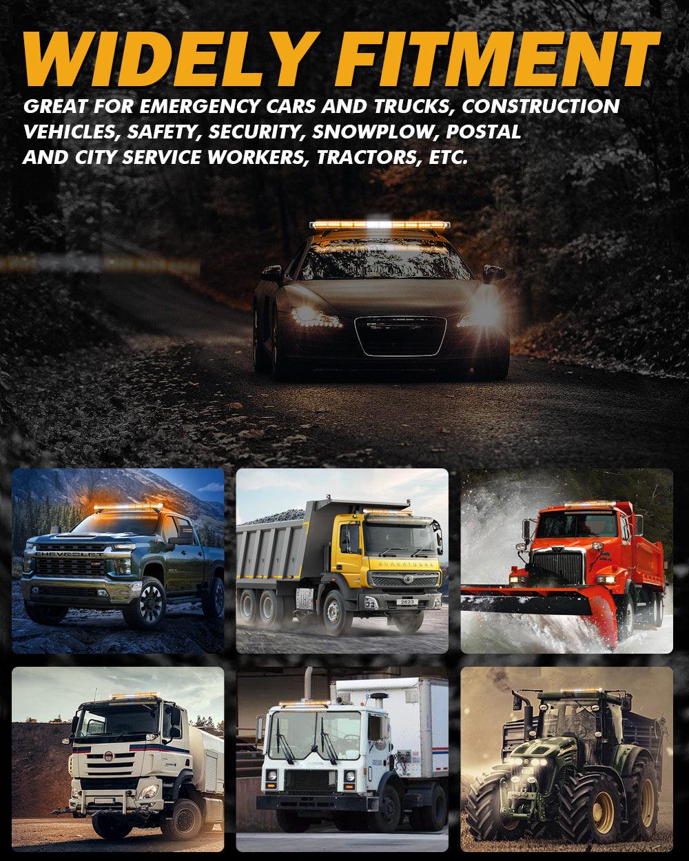 47 Inch Rooftop Strobe Flashing Light Bar with Mounting Brackets 20 Flashing Modes Emergency Safety Warning Caution Beacon Lights