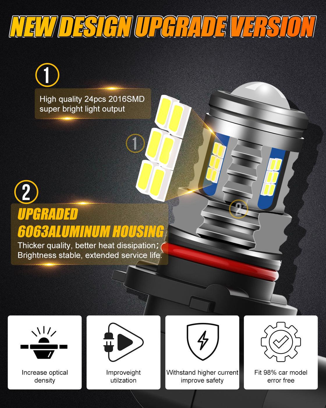 🔥(2pcs/set) Y2 Series 3-Sides Cool White/Yellow LED Fog Light/DRL