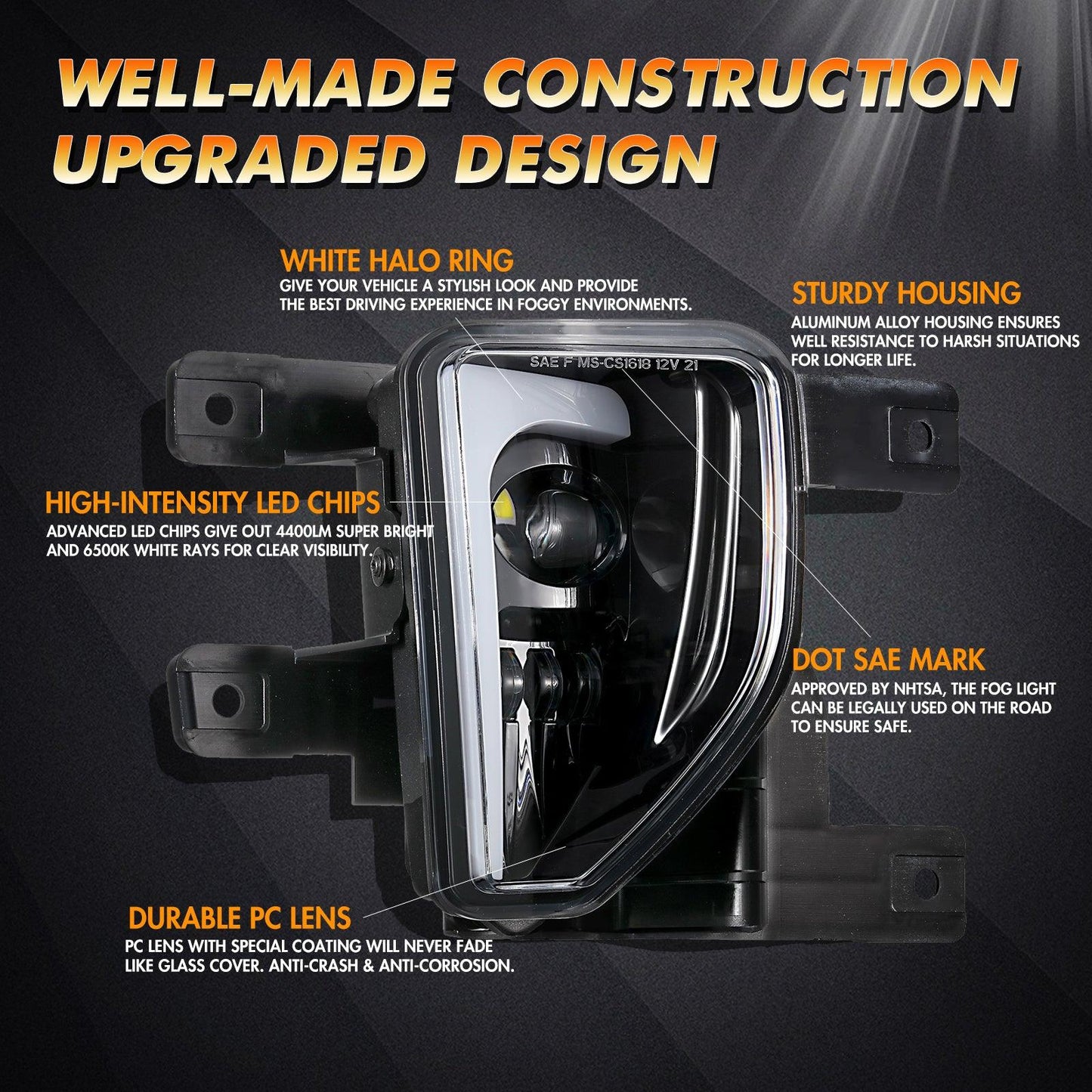 مصابيح ضباب LED DOT بقوة 45 واط (قطعتان/مجموعة) لسيارة سيلفرادو 1500
