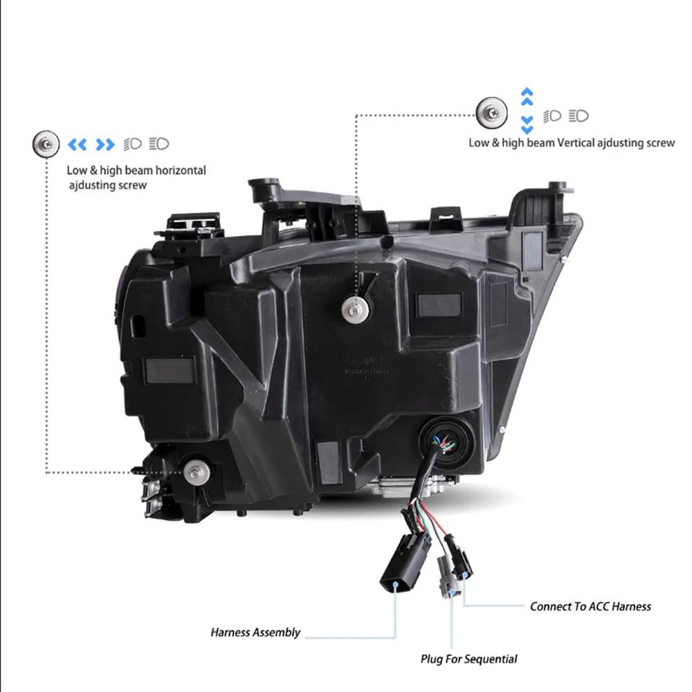 LED Headlight Assembly Reflection Bowl Chrome For 2019-2023 Dodge Ram 1500 5th Gen(DT)