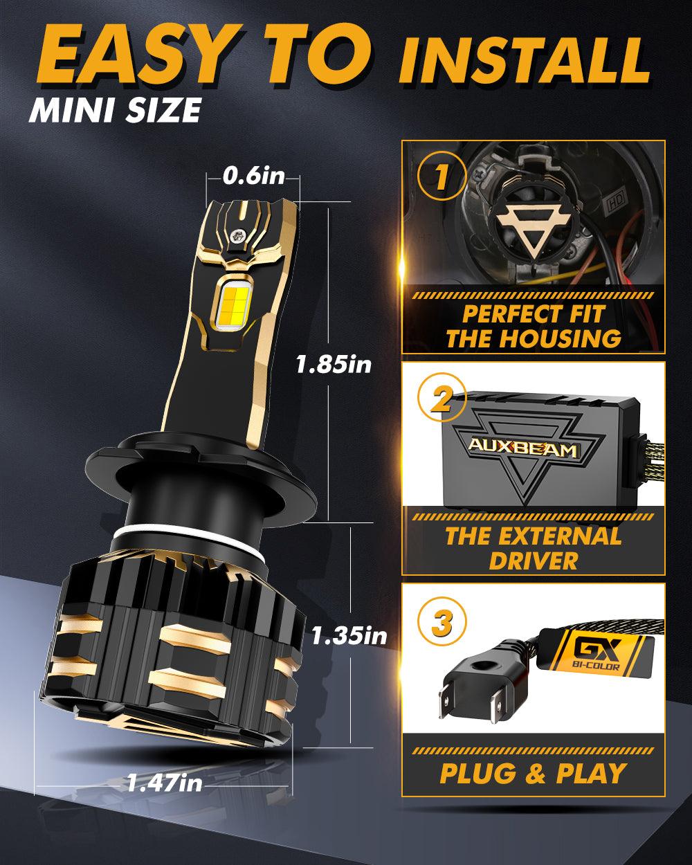 H7 LED Bulb Fog Lights/Low Beam Lights 110W 25000LM GX Bi-Color Series High Power & Brightness Dual Color Switchback | 2 Bulbs - Auxbeam  – éclairage LED auto