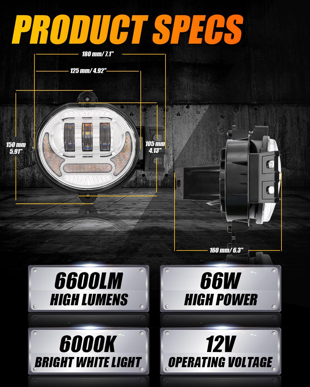 (2pcs/set) LED Fog Light Assembly w/ DRL+ Turn Signal Light for Dodge Ram 1500 2002-2008, Dodge Ram 2500/3500 2003-2009(Chrome) 