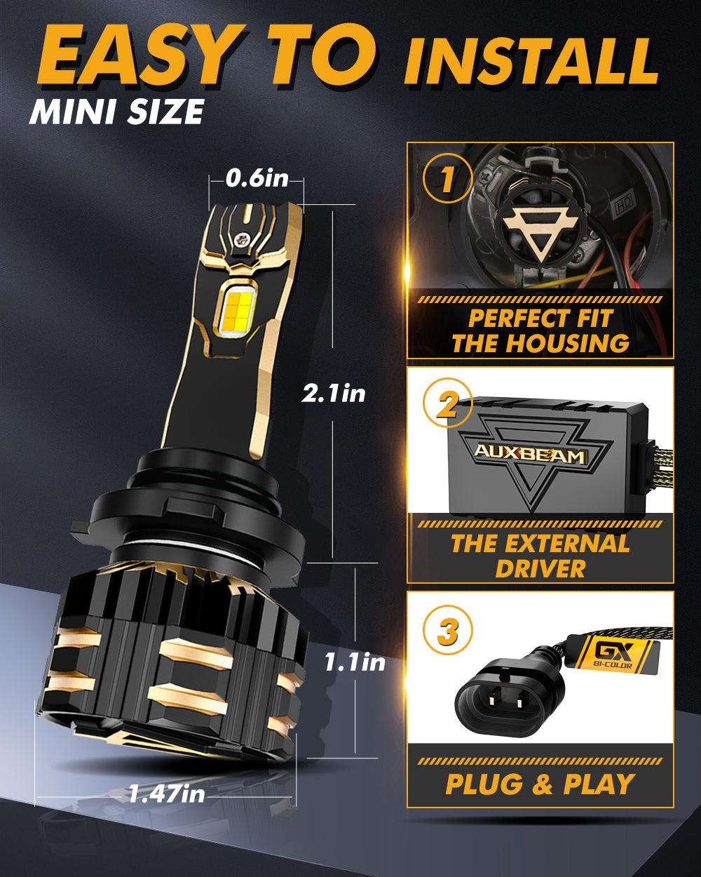 9006/HB4 LED Bulb Fog Lights/Low Beam Lights 110W 25000LM GX Bi-Color Series High Power & Brightness Dual Color Switchback | 2 Bulbs - Auxbeam  – éclairage LED auto