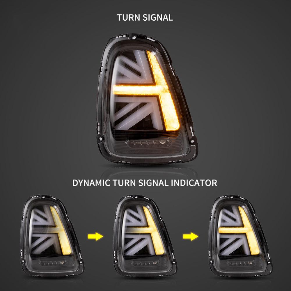 مجموعة مصابيح خلفية LED مع إشارة انعطاف متسلسلة باللون الكهرماني لسيارات ميني R Series الجيل الثاني (R56 R57 R58 R59) موديلات 2007-2015
