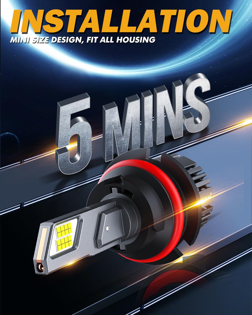 9007/HB5 LED Headlight Bulbs 90W 20000LM F15 Series 20% Smaller Size 6500K Cool White | 2 Bulbs - Auxbeam  – éclairage LED auto